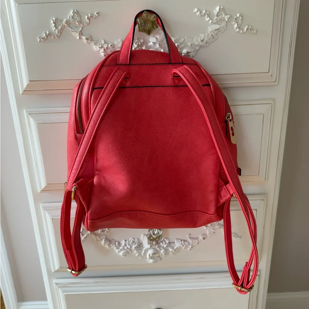 Salmon colored Real Italian leather mini backpack with gold hardware